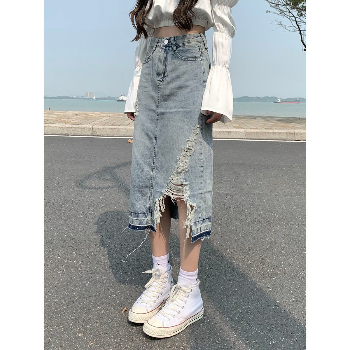 chân váy jean Lưng Cao Thời Trang Cho Nữ Size Lớn 2021 | BigBuy360 - bigbuy360.vn