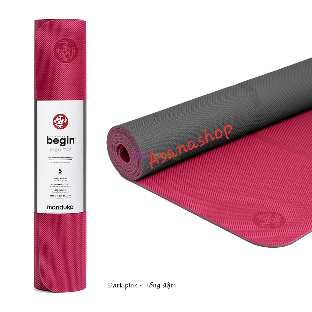 Thảm Yoga TPE Cao Cấp, Manduka Begin, Dày 5mm, Định Tuyến, Nhẹ, Độ Bám Cao, Dùng Được Cả 2 Mặt, Manduka Mỹ