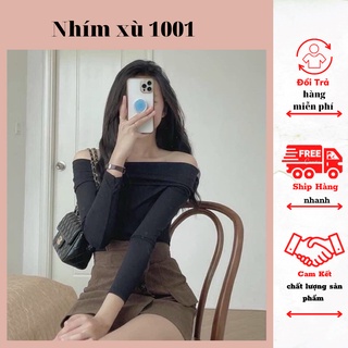 Áo thun gân tăm trễ vai siêu hót, áo kiểu lệch vai dáng body sang chảnh