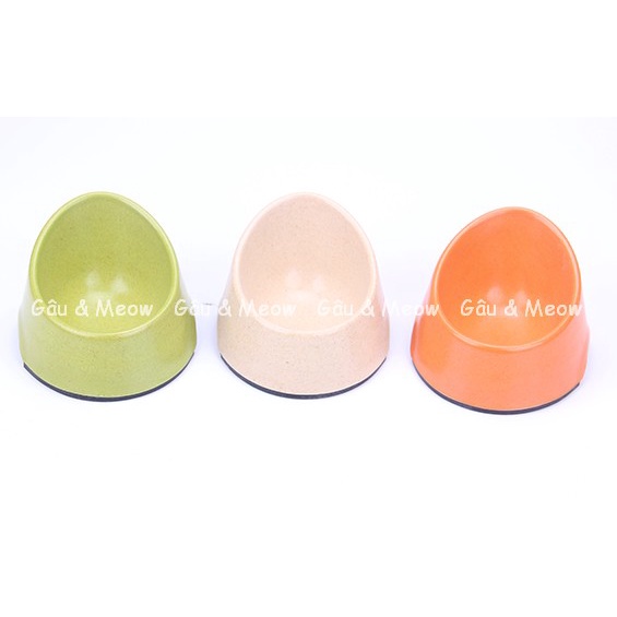 Chén bát ăn Bobo cho thú cưng chó mèo thỏ nhím - sợi tre mặt nghiêng 180ml đế cao su gai chống trượt