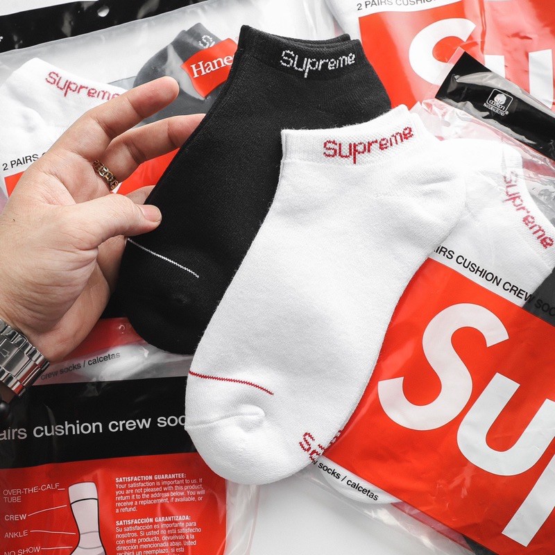 Tất cổ ngắn vớ Supeme Hanes thời trang cao cấp Unisex Chất liệu Cotton dệt kim dày dặn êm ái và chống hôi chân