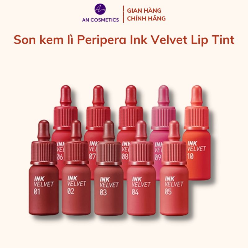 Son kem lì Ink Velvet Peripera Son siêu lì bám màu cực tốt bảng màu hót trend