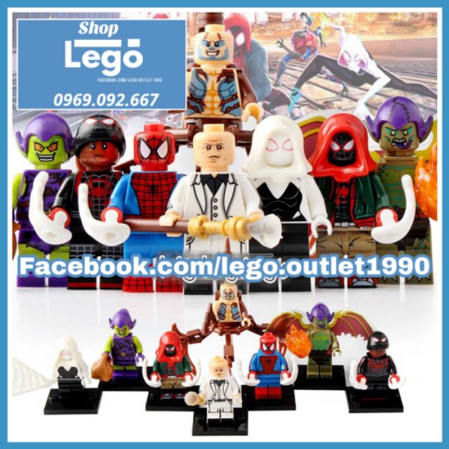 Xếp hình Lego Miles Morales - Green Goblin - King pin - Spider Gwen - Scorpion - Spider-man Lego Minifigures Xinh X0241