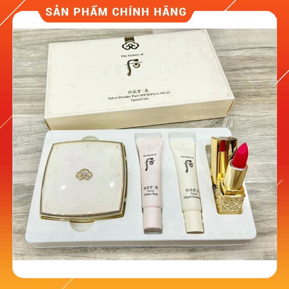 [Mới – Hot] Set Phấn phủ ngọc trai Whoo Velvet Powder Pact SPF30/PA++ dưỡng trắng da