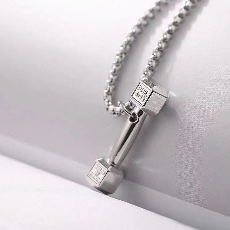 Vòng cổ Mặt Hình Quả Tạ Bằng Thép Titan Phong Cách Hàn Quốc Đơn Giản Dành Cho Cặp Đôi