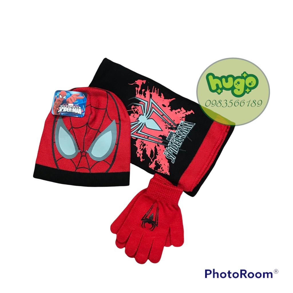 Bộ khăn mũ găng tay 🌈FREESHIP🌈 siêu nhân nhện spiderman - công chúa elsa cho bé trai bé gái