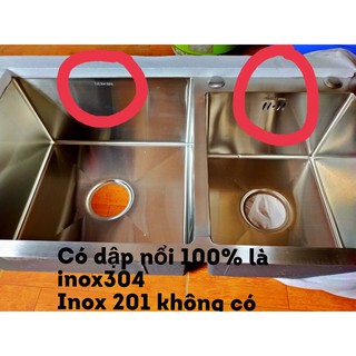 Chậu rửa bát  đúc kt (82*45) cm (78*43) cm inox 304 có khay rổ inox bảo hành 5 năm