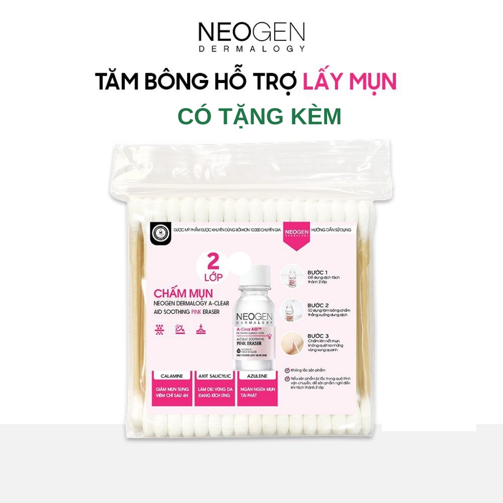 Chấm Mụn Neogen Chính Hãng 2 Lớp Xẹp Mụn Sau 4H -  Neogen Dermalogy A-Clear Aid Soothing Pink Eraser 15ml