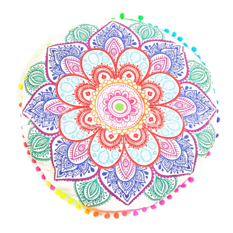 Vỏ Gối Hình Tròn Bằng Sợi Polyester 43 x 43CM Họa Tiết Mandala Độc Đáo