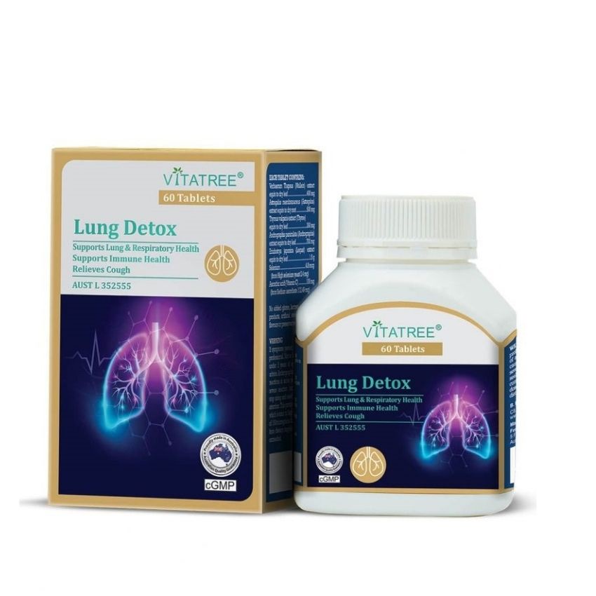 Viên uống thải độc phổi Vitatree Lung Detox Úc 60 viên giúp thanh lọc, giải độc cho phổi, làm sạch phổi - mẹ bean bon