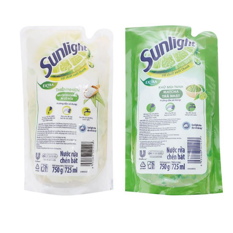 Nước rửa chén Sunlight túi 750g đủ mùi Chanh Trà Lô Hội date mới
