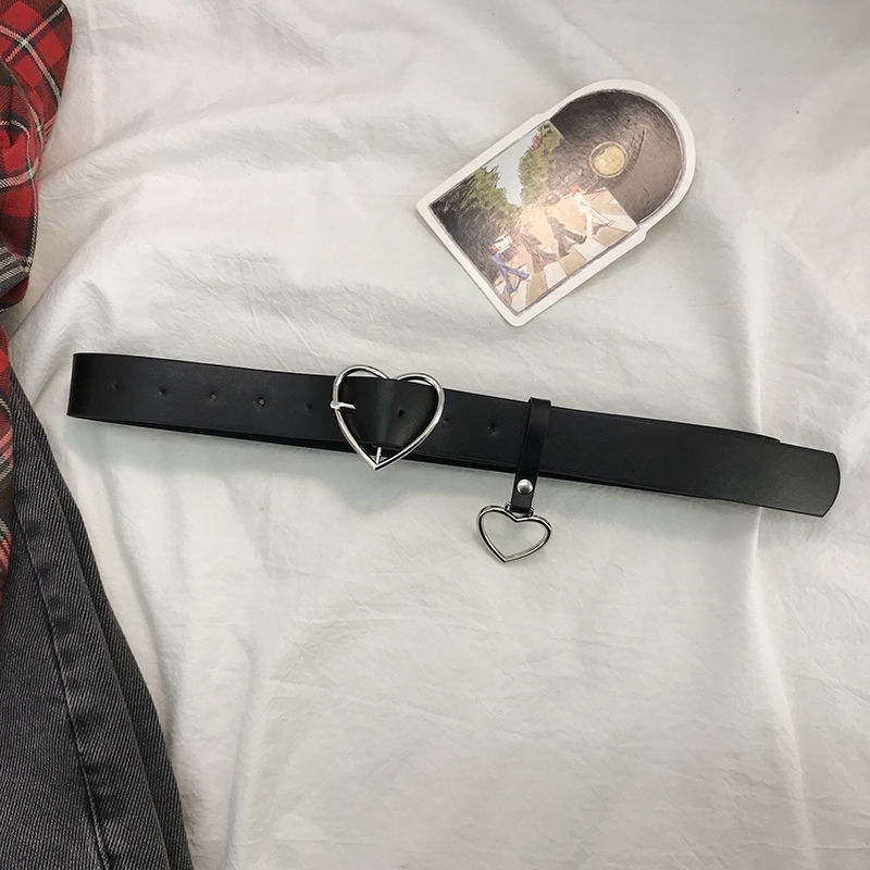 Dây thắt lưng da PU có khóa cài trái tim xinh xắn thời trang
