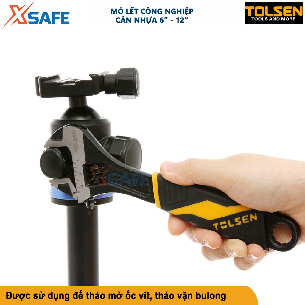 Mỏ lết công cầm tay đa năng TOLSEN 6&quot;-12&quot;, mỏ lết cán nhựa thép Cr-V siêu cứng, chống rỉ [CHÍNH HÃNG][XSAFE]