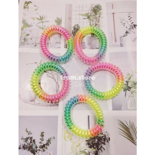 dây cột tóc lò xo,cột tóc lò xo cầu vồng