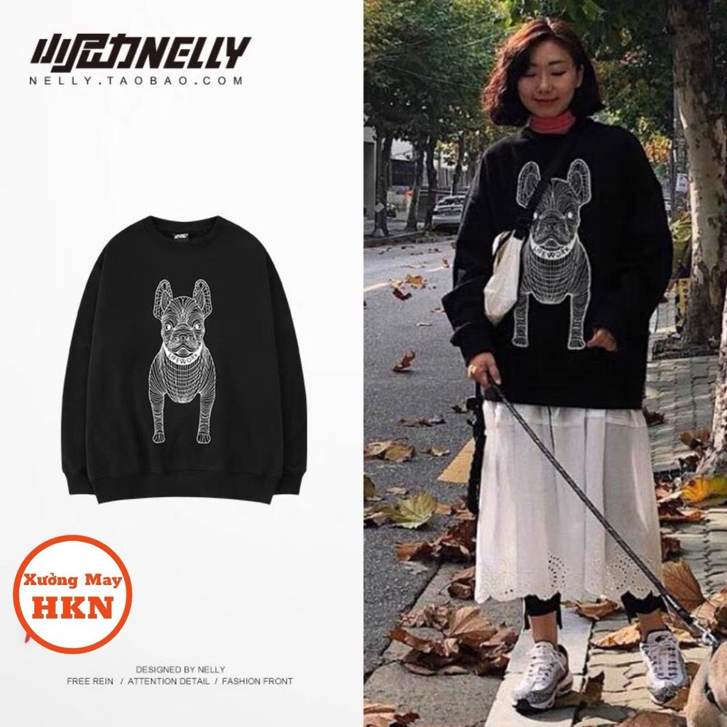 Áo Sweater Nỉ Nam Nữ Viền Chó Life Work Phong Cách Hàn Quốc Mã 694 Xưởng May HKN
