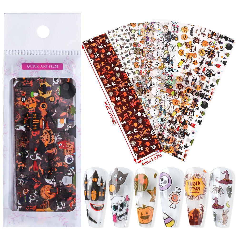 NIUYOU Set 10 Sticker Dán Móng Chủ Đề Halloween