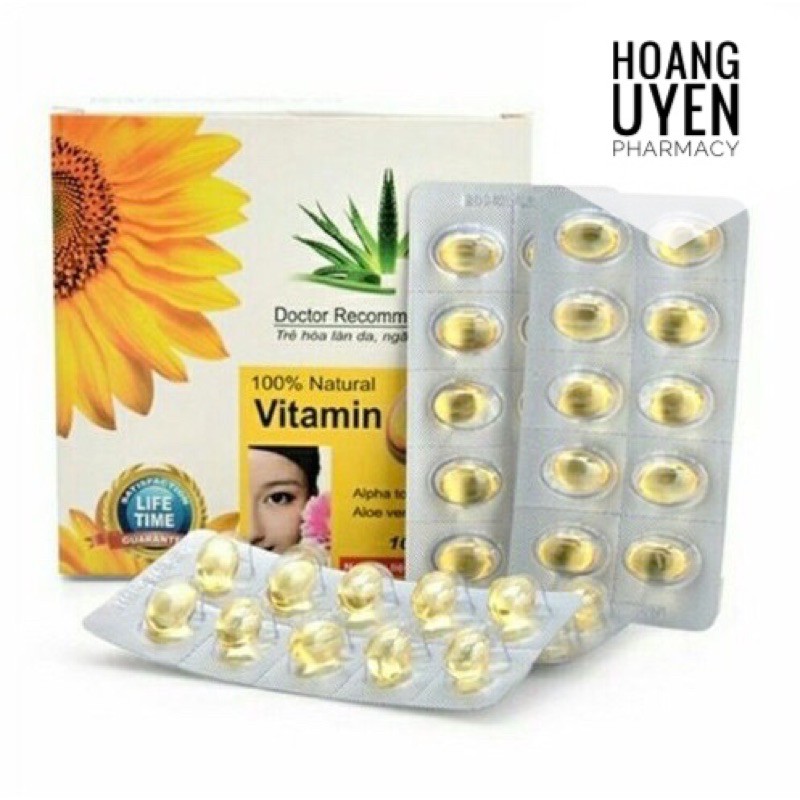 Viên uống đẹp da Vitamin E 400 kèm tinh chất nha đam - Hộp 100 viên