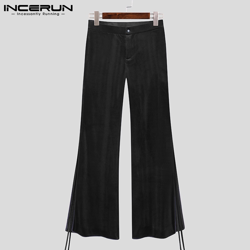 Quần dài INCERUN ống rộng xẻ tà màu trơn thời trang cá tính cho nam