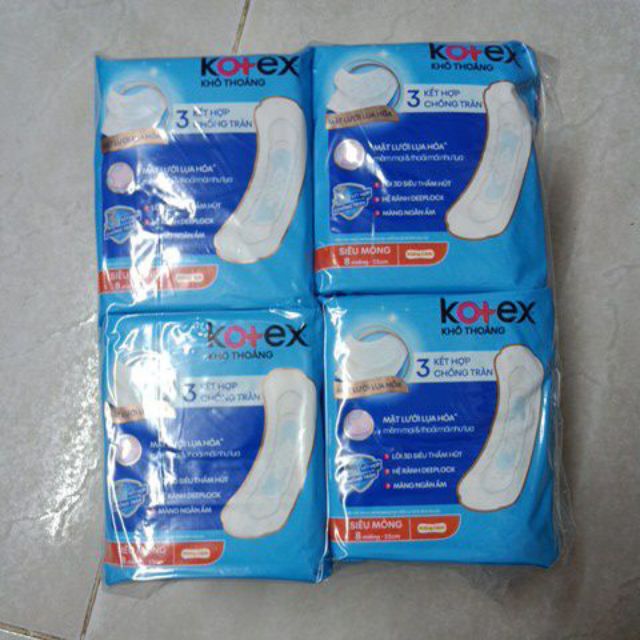 Lốc 8 gói KOTEX MỎNG KHÔNG CÁNH