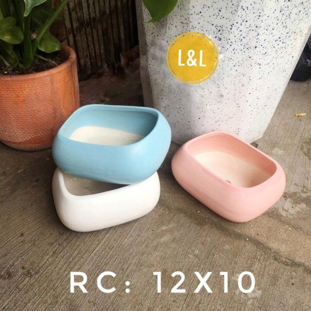 Chậu sứ Bát Tràng Hình ASA Thấp trồng cây Để Bàn, Cây Nội Thất, Sen Đá, Xương rồng, Cây Bon sai cực kỳ đáng yêu