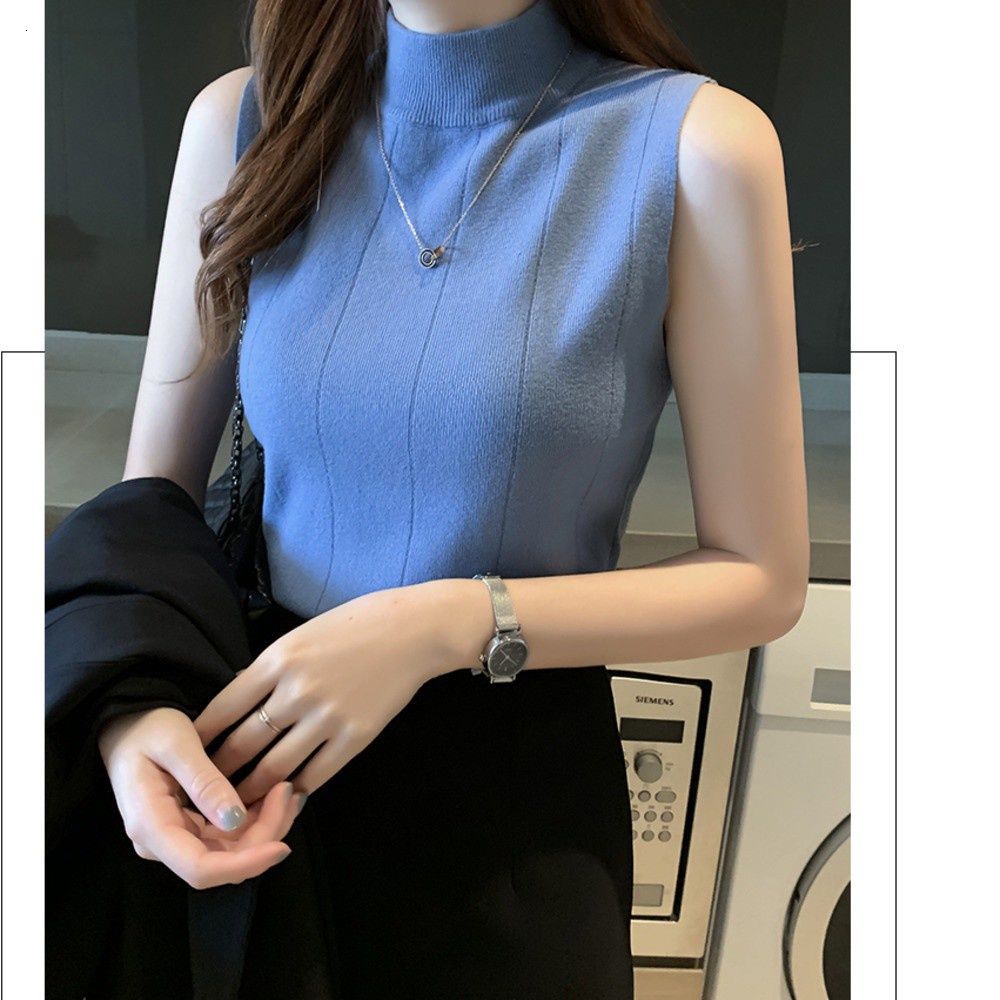 Áo len dệt kim mỏng không tay thời trang xinh xắn cho nữ