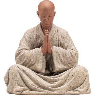 Tượng nhà sư ngồi thiền thủ ấn - tượng gốm tử sa trang trí chất lượng cao