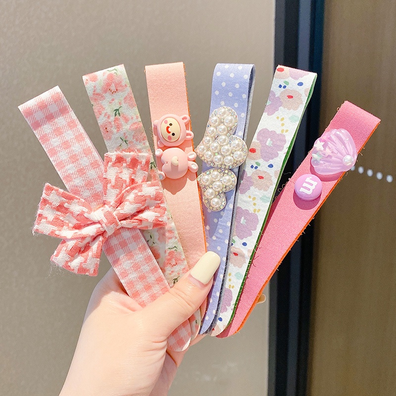 Băng Đô Dán Tóc Mái Đính Nơ Phong Cách Hàn Quốc Xinh Xắn Cho Nữ