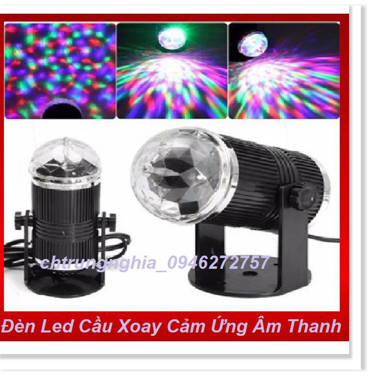 [GIÁ HỦY DIỆT] Đèn Led Cầu Xoay Pha Lê 7 Màu Cảm Ứng Âm Thanh