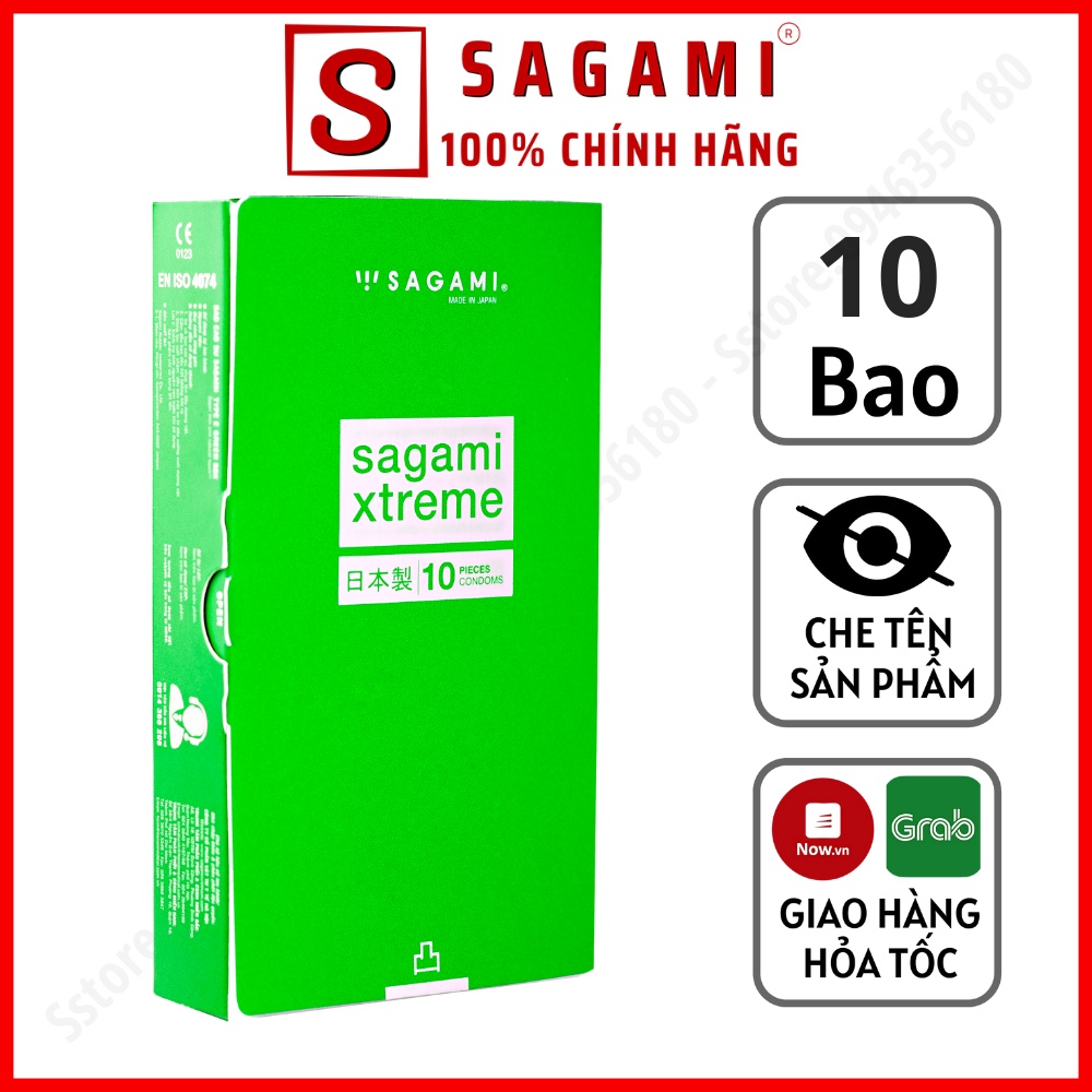 Bao Cao Su Sagami Green – BCS Mỏng Nhiều Gel Gân Gai Một Lần Thắt - Hộp 10 Chiếc