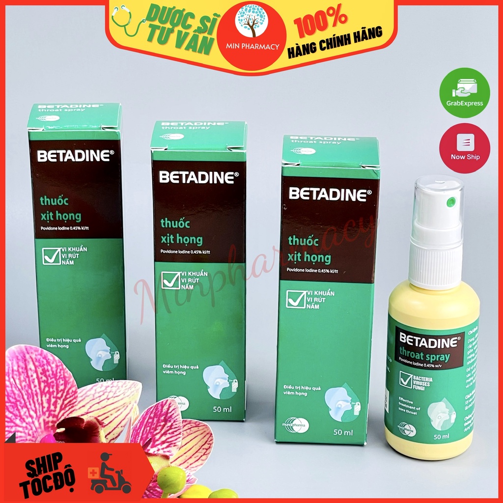 Dung dịch xịt họng BETADINE Throat Spray 50ml - Minpharmacy