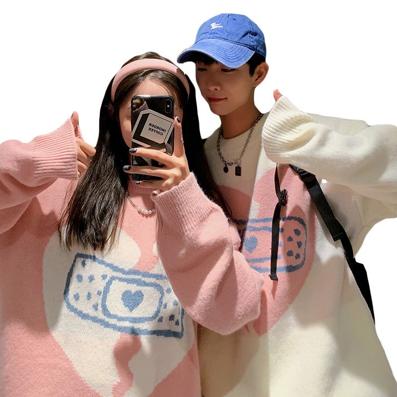 Áo Sweater Cổ Tròn Dáng Rộng Thiết Kế Mới Thời Trang Mùa Đông Dành Cho Cặp Đôi