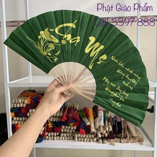 Quạt Tay vải lụa chữ Thư Pháp ( size trung nhiều màu)