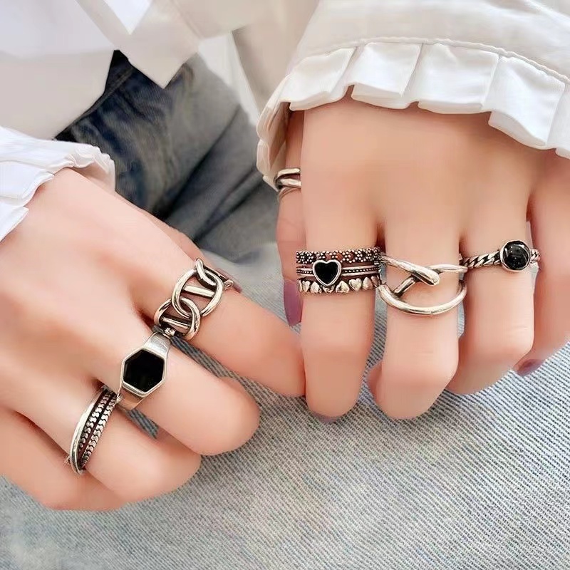 iF YOU Set 7 nhẫn   mạ bạc phong cách cổ điển dành cho nữ