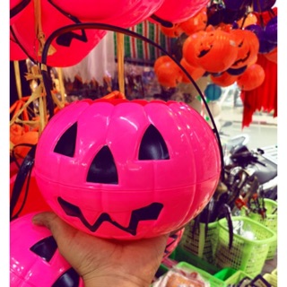 Halloween - Giỏ Kẹo 25cm Hình Bí Ngô Nhiều Màu Sắc Vui Vẻ