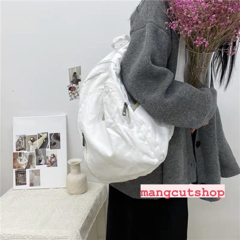 Balo Trơn Ullzang Hàn Quốc Chất Thô Mềm Cao Cấp