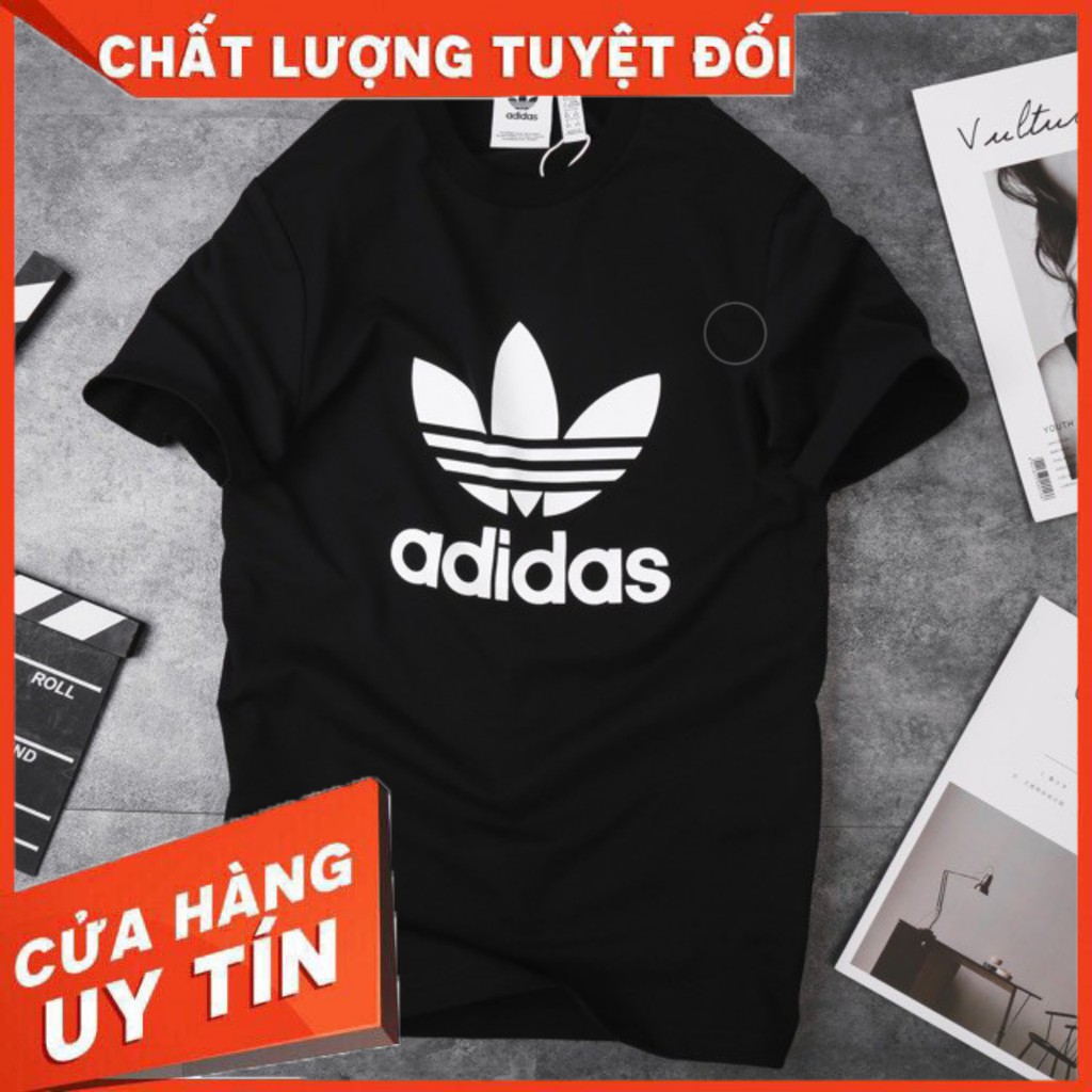 [FreeShip – Hàng cao cấp] Áo phông đen in logo Adidas cho nam và nữ chất liệu cotton mát lạnh cho mùa hè