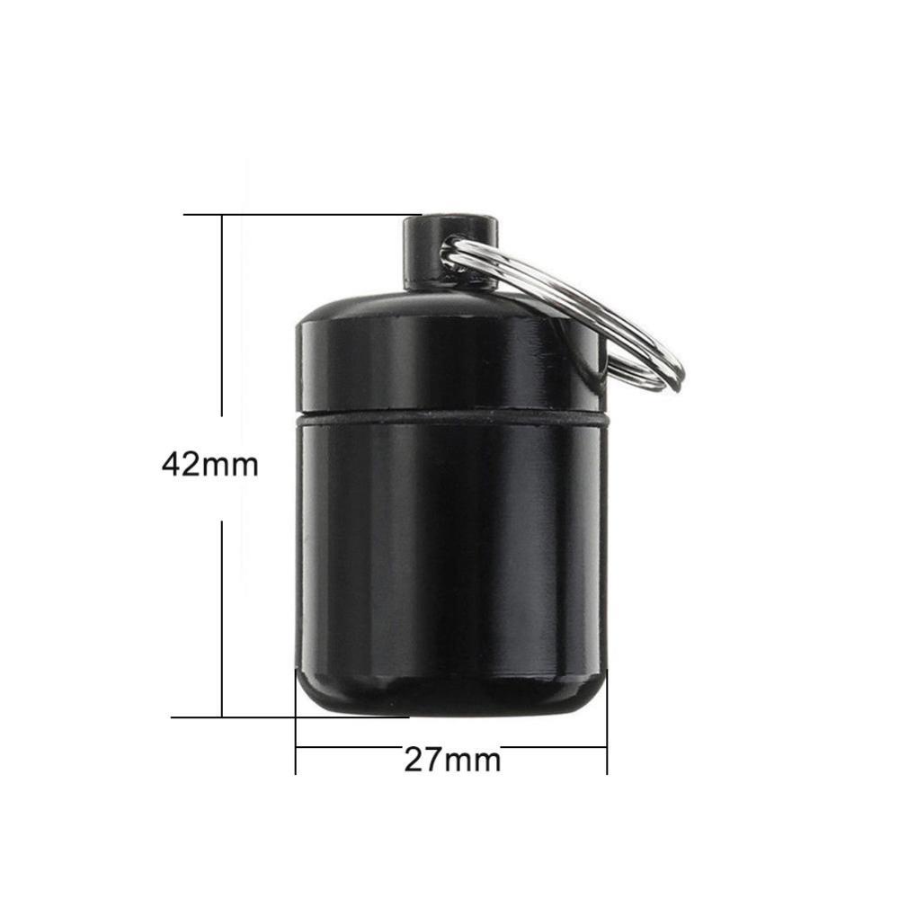 Hộp Đựng Thuốc Mini Màu Đen Bằng Nhôm Chống Nước Kèm Móc Khóa O5Q2