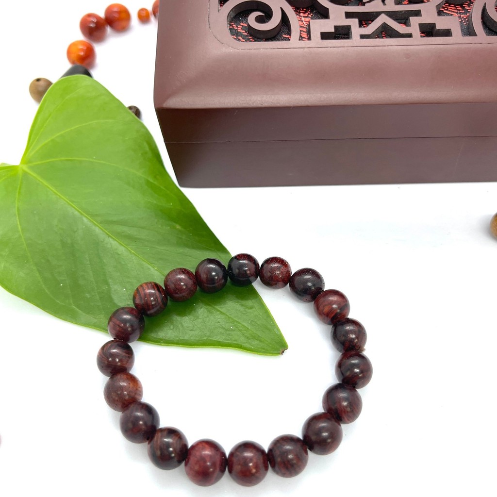 Vòng tay gỗ trắc đỏ 10 ly 💖FREE SHIP💖 SHOP MỘC NHỊ KHÊ  - chuyên các sản phẩm vòng gỗ phong thuỷ | BigBuy360 - bigbuy360.vn