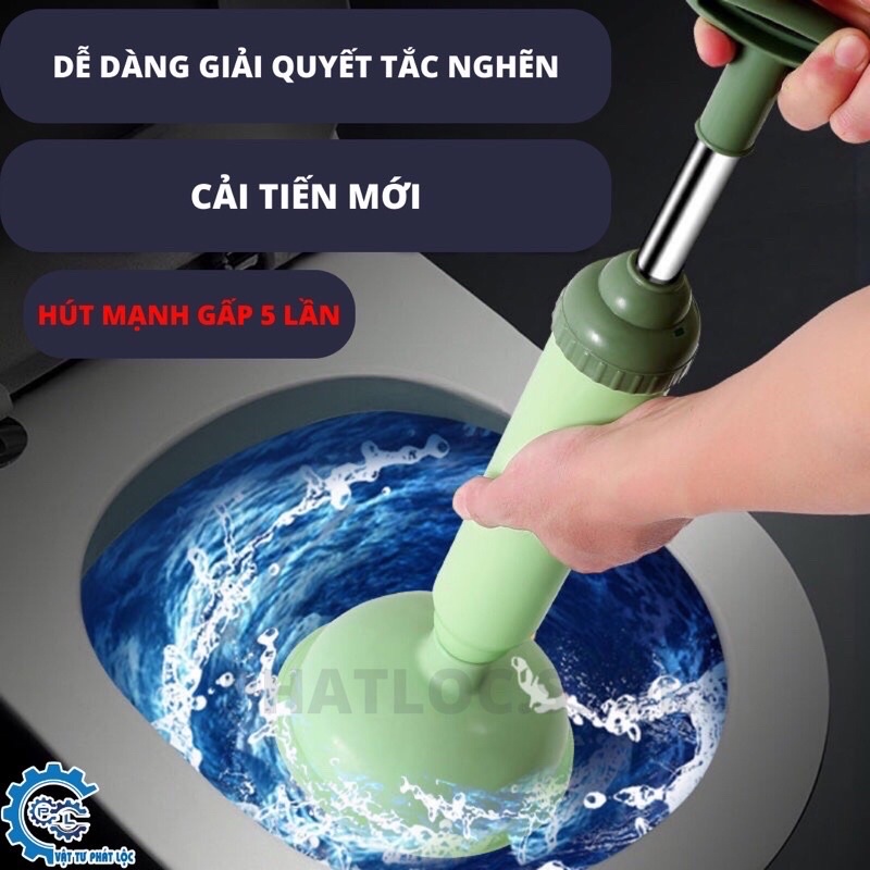Cây bơm thụt thông tắc bồn cầu, nhà vệ sinh - thông cầu thông minh, đa năng lực hút chân không cực mạnh