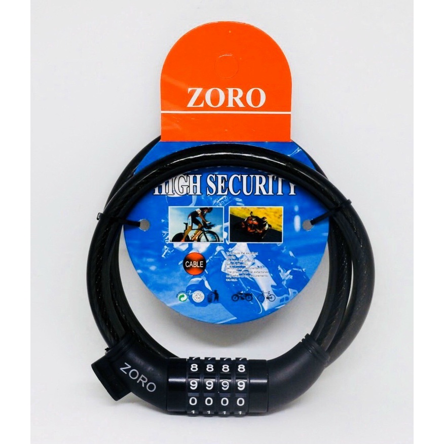 Khóa dây Zoro cao cấp chính hãng, Ổ khóa dây mật mã 4 số độ bền cao