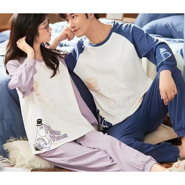 đồ mặc nhà thu đông cặp đôi cao cấp nam áo nữ đồ bộ pyjama pijama Đồ ngủ đôi Bộ Đồ Ngủ Pijama Dài Tay Thời Trang Cho Cặp Đôi