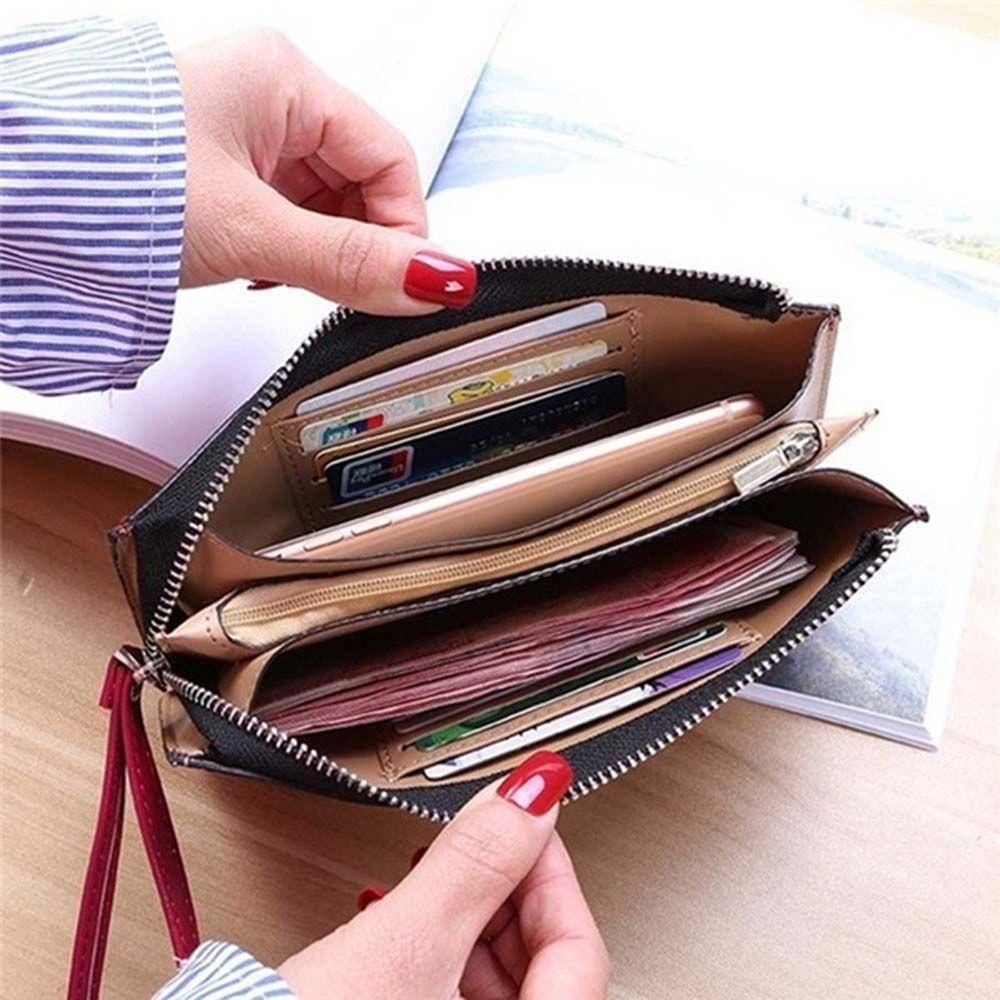 Ví Da PU Dáng Dài Có Khóa Kéo Và Ngăn Đựng Thẻ Tiện Lợi Dành Cho Nữ Giá Đỡ