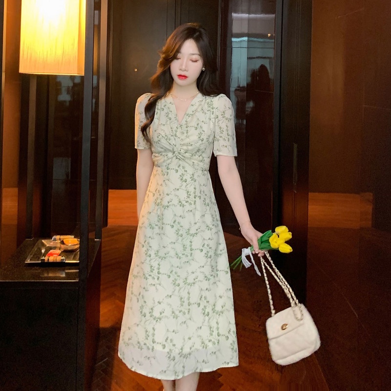 Đầm Voan Hoa Cổ Tim Xinh Xắn Cho Nữ