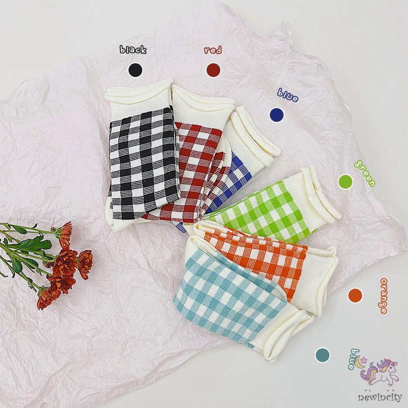 3 Đôi tất bằng cotton Họa tiết kẻ sọc ca rô màu kẹo phong cách hàn quốc size vừa cho bé trai và bé gái