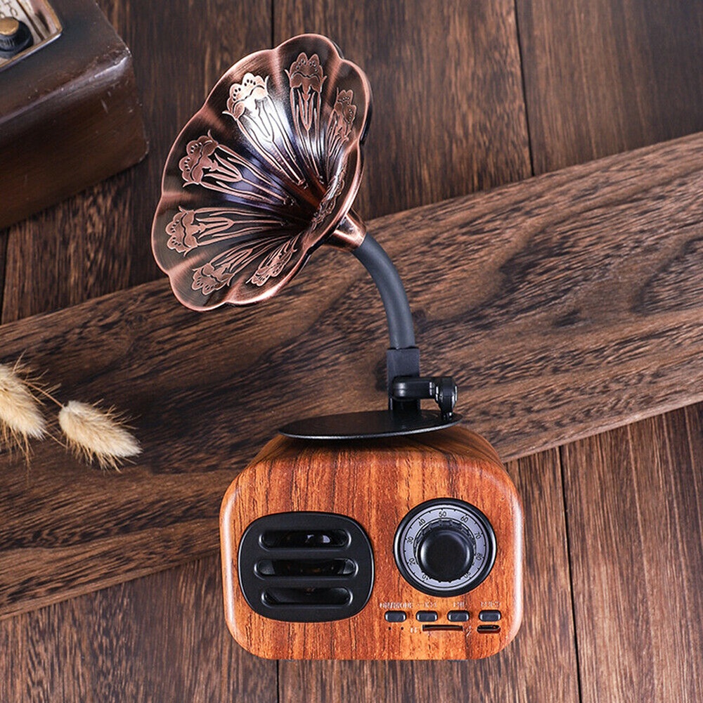 Loa Bluetooth Gỗ Cổ Điển Mini Loa Không Dây Loa Siêu Trầm Âm Nhạc Đài Phát Thanh TF Tương Lai