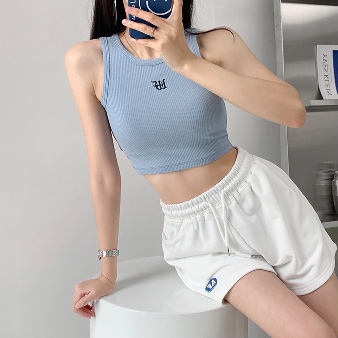 Áo không tay ZHELIHANGFEI thêu họa tiết chữ thời trang