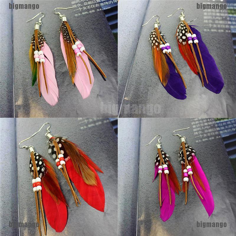 Bông tai lông vũ thời trang nhiều màu tùy chọn