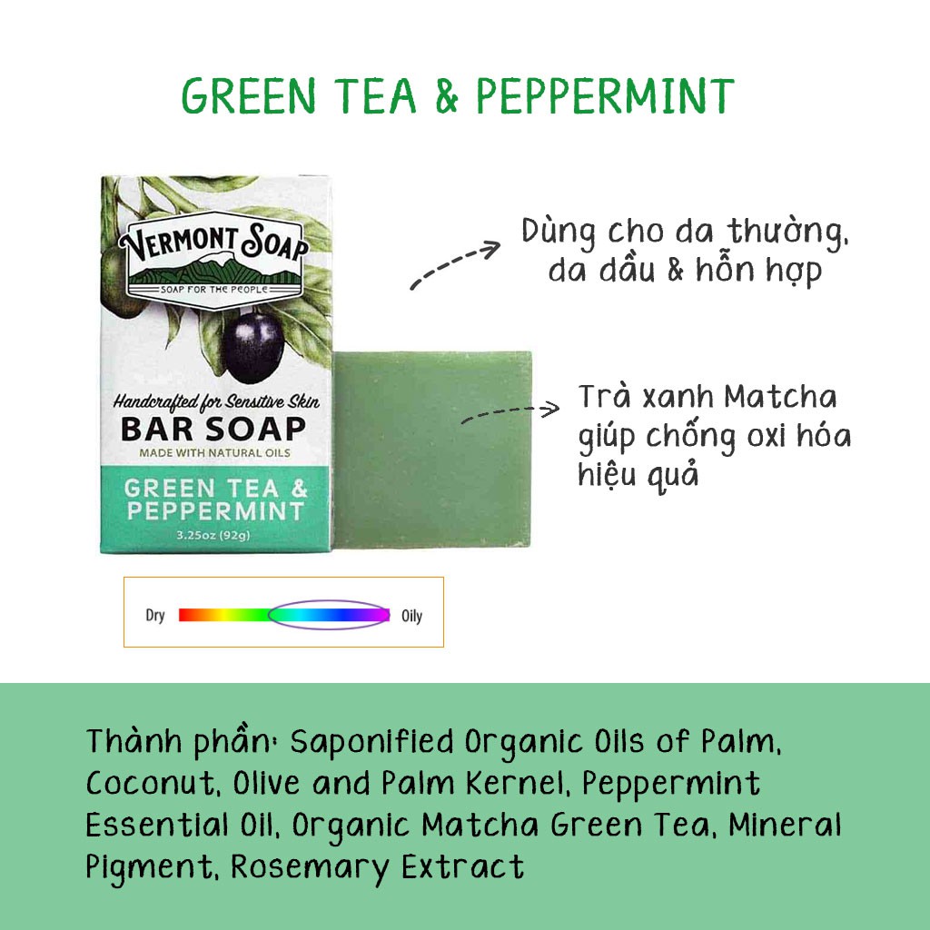 Vermont Soap - Xà Phòng Hữu Cơ Chăm Sóc Da Dầu, Khô và Nhạy Cảm - Organic Bar S.oap | BigBuy360 - bigbuy360.vn