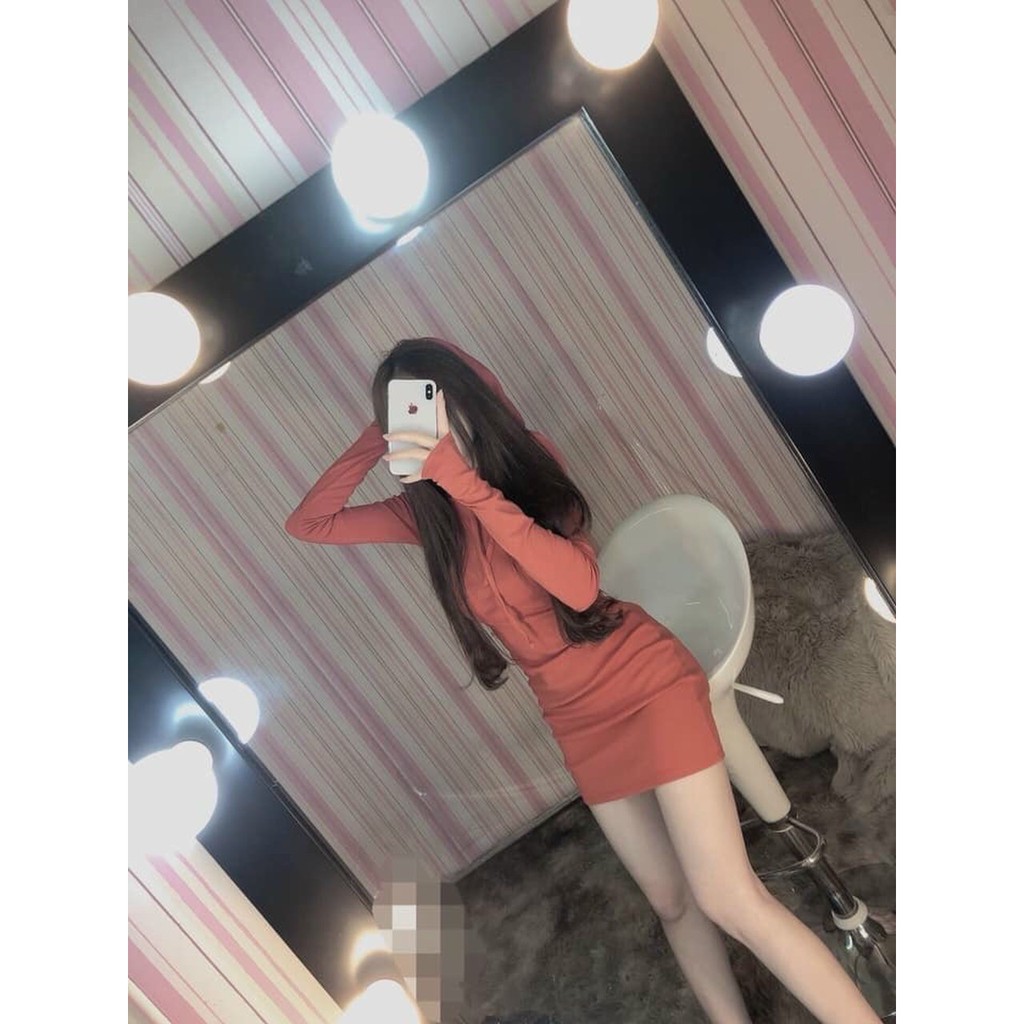 (VIDEO+HÌNH THẬT) Đầm Body Tay Dài Kèm Mũ Sau Lưng | BigBuy360 - bigbuy360.vn