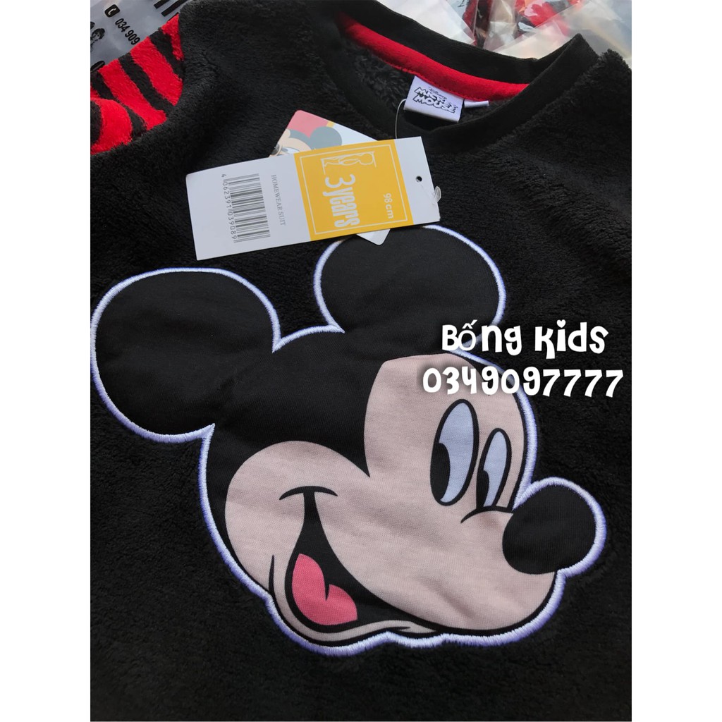 Bộ Bé Trai Mickey Lông Cừu Sọc Đỏ